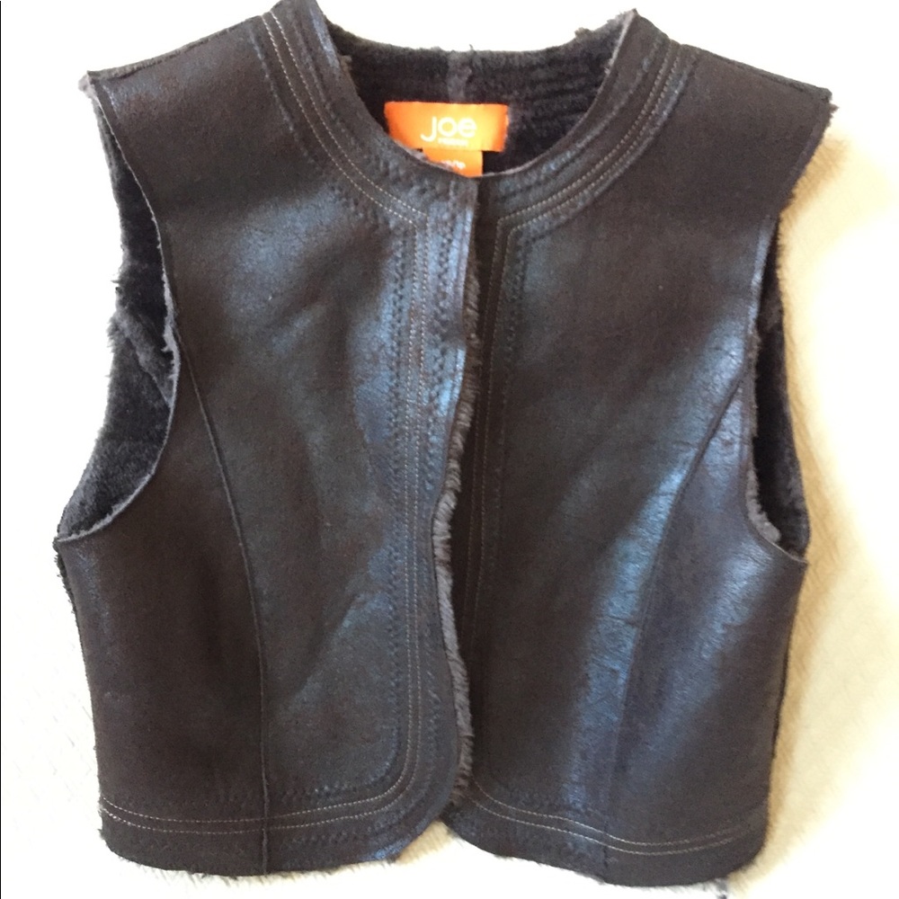 Faux Leather Vest w fur interior-midriff length